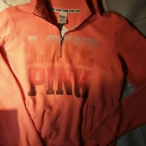 victoria secret half zip pocket high neck peach